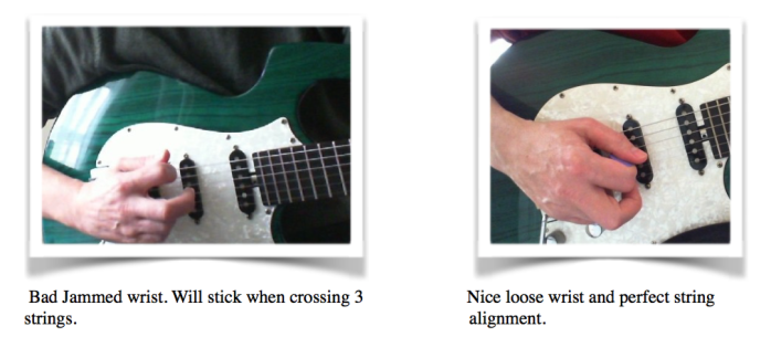 Correct wrist technique when alternate picking at the guitar