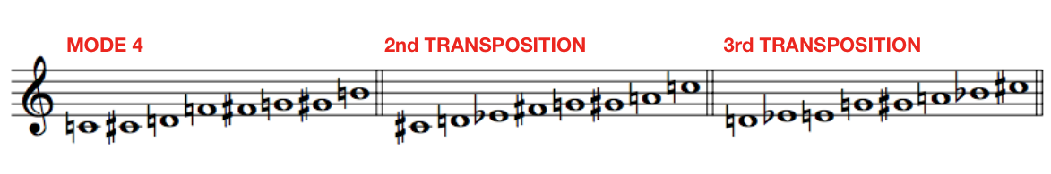 Messiaen, Mode 4, transpositions, 
