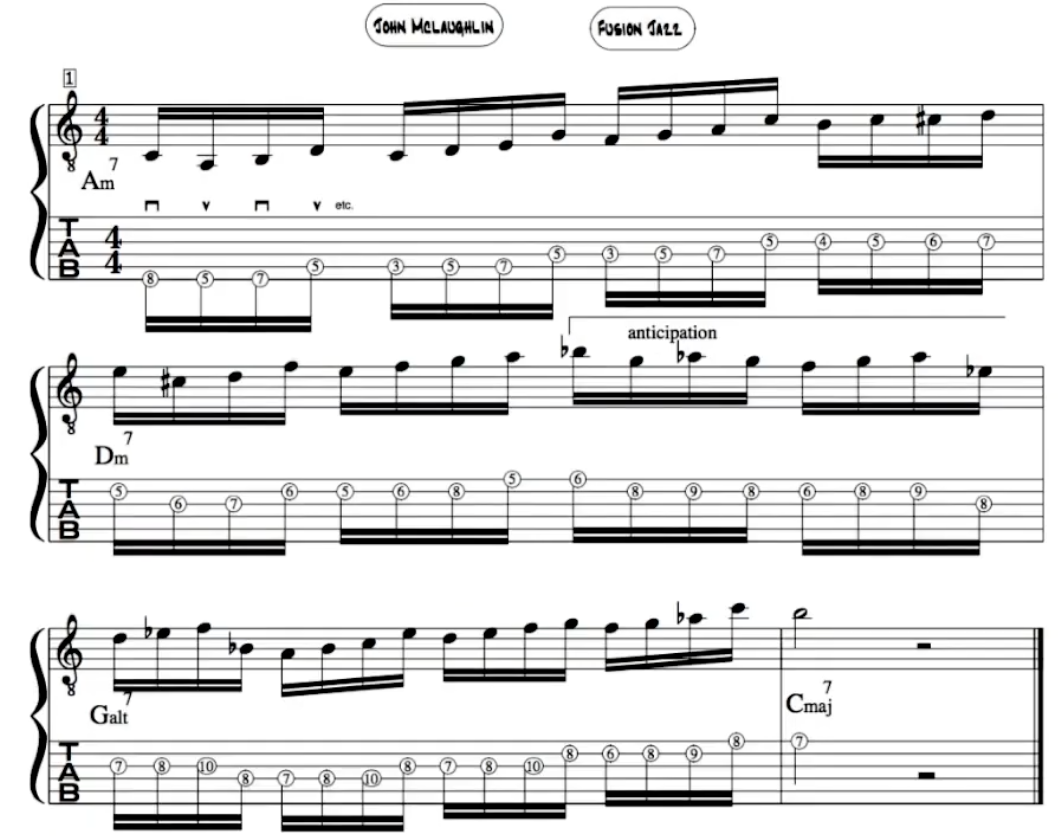 John Mclaughlin Improvisation guitar lick