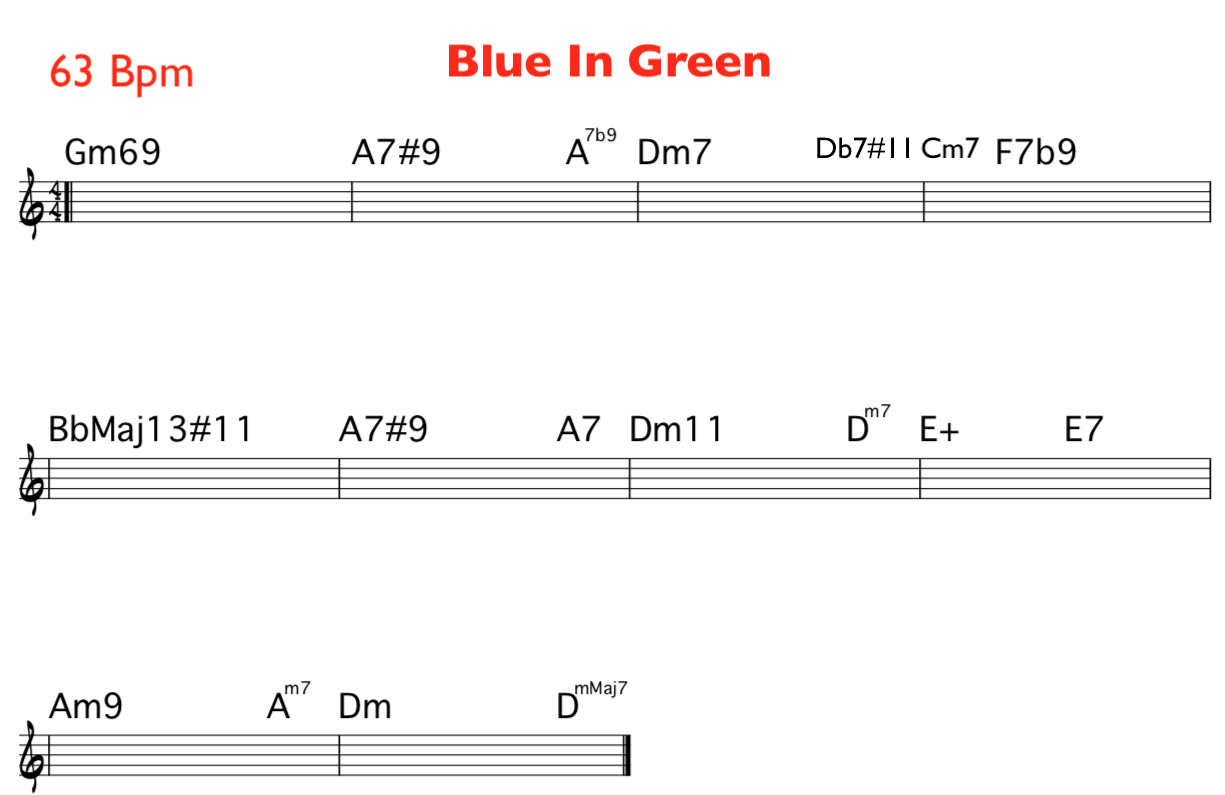 Blue, in, Green, Jazz, fusion, Backing, track, Chart, Miles, Davis,Bill, Evans,