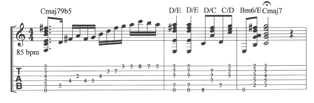C Lydian Mode Scale and Harmonic chordal  example. Chord Scale Lydian approach lesson for the transposition of modes as C as the Parent Key