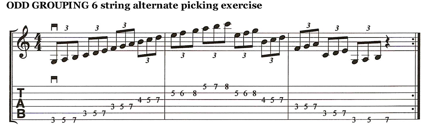 scale, odd, alternate ,picking, guitar, pattern, across, all, 6 , string, ascending, descending lesson, exercise