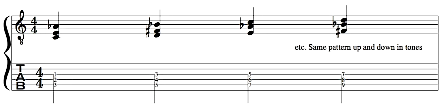 whole tone, scale, music theory, lesson, augmented, triads, 
