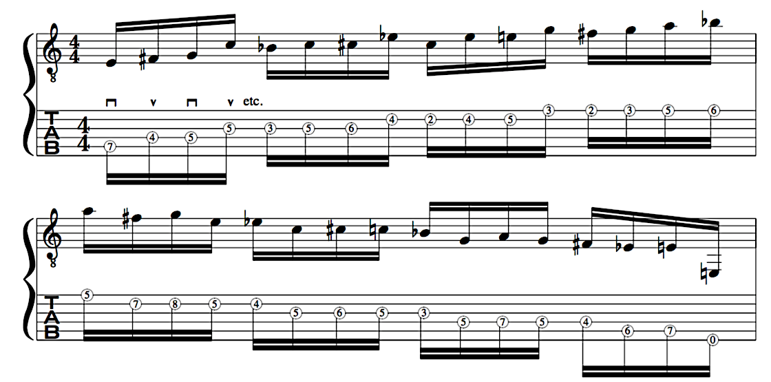 John, Mclaughlin, Jazz, guitar, diminished, scale , lick tab, music, notation