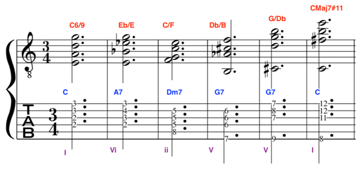 jazz-fusion-guitar-chords-reharmonisation-slash-chords-lesson-example