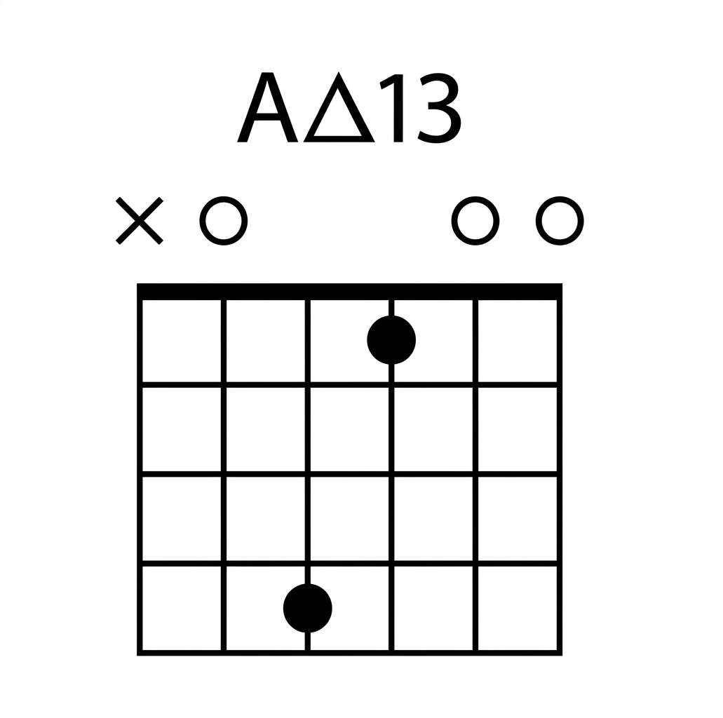 Chord guitar box Diagram displaying John McLaughlin's favourite Acoustic Guitar open Chords in a guitar lesson on open guitar chord voicing's
