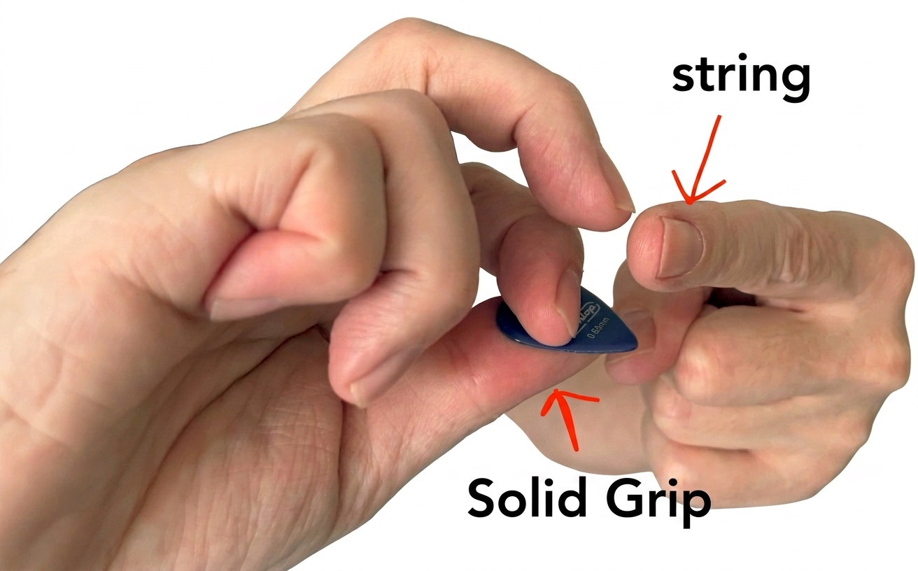 Alternate Picking Pick Grip Demonstration Example of how to grip the guitar pick correctly for fast alternate picking in the syle of guitarists like malmsteen, mclaughlin and al di meola
