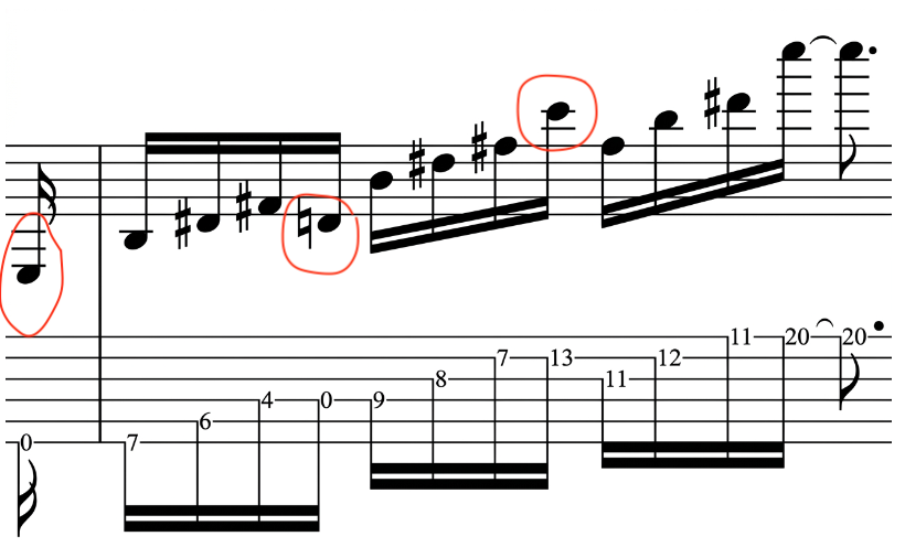 How to play a John McLaughlin guitar arpeggio example for altered slash chord of B/C