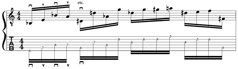 An example of tonal Improvisation and jazz book by Jared E Davis. Musical examples and demos with music theory analysis. Complete lesson for atonal improvisational music techniques.
