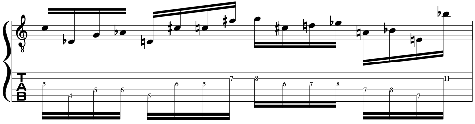 Example of Atonal Improvisation and jazz book by Jared E Davis. Musical examples and demos with music theory analysis. Complete lesson for atonal improvisational music techniques.
