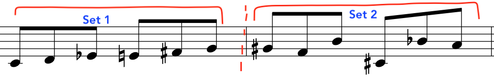 image showing Hauer tropes in 2 hexatonic sets